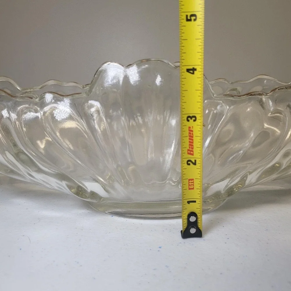 Vintage Indiana Glass Tiara Gold Trim Scalloped‎ Edge Oval Console Bowl Clear